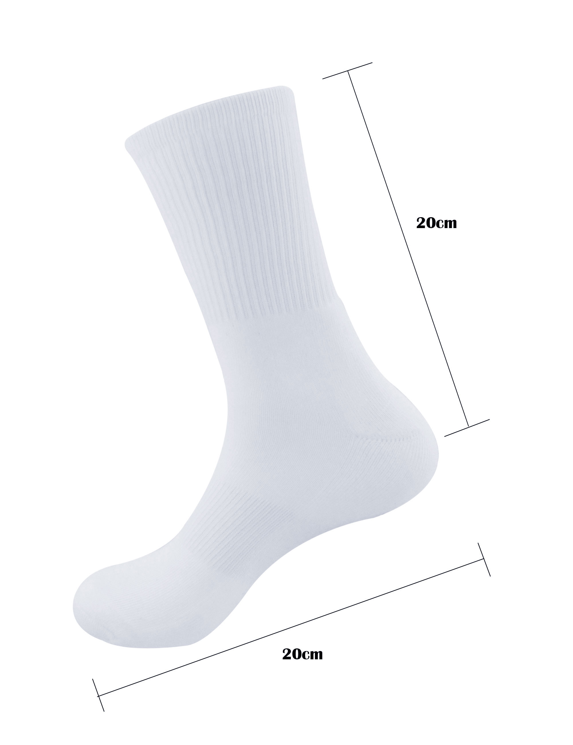 BambooMN Blank Sublimation Socks SubReady Performance Crew Socks, White Blank, 20x20cm, 12prs, Adult Unisex, Size: 20cmx20cm